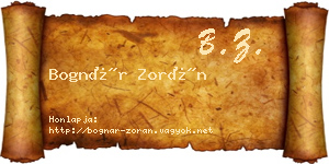 Bognár Zorán névjegykártya